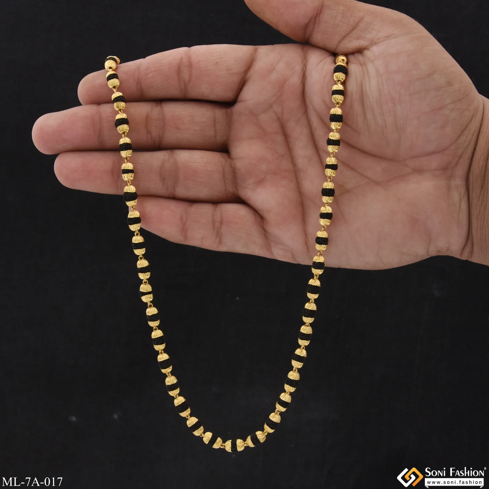 Rudraksha Mala with Big Rudraksha Pendant Gold Plated for Men - Style A017 - Image 7