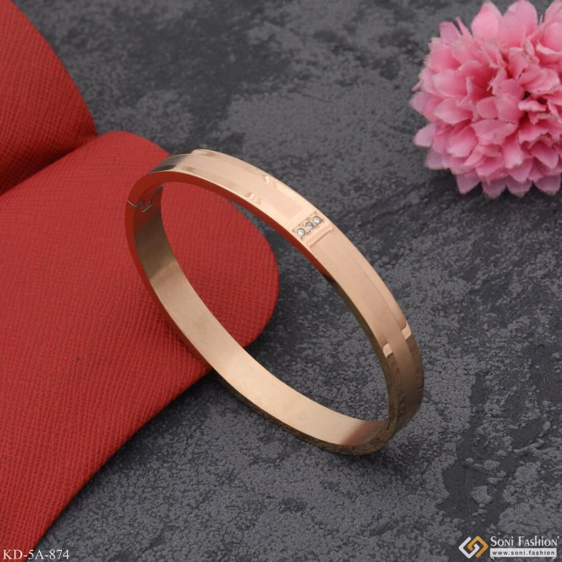 Fashion-Forward Design High-Quality Rose Gold Kada for Men - Style A874 - Image 3