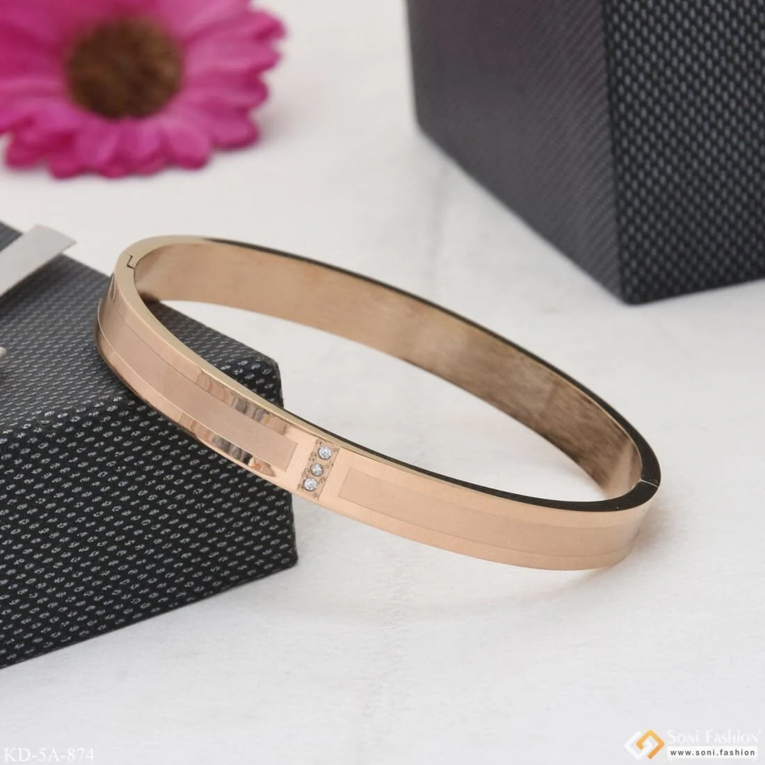 Fashion-Forward Design High-Quality Rose Gold Kada for Men - Style A874 - Image 4