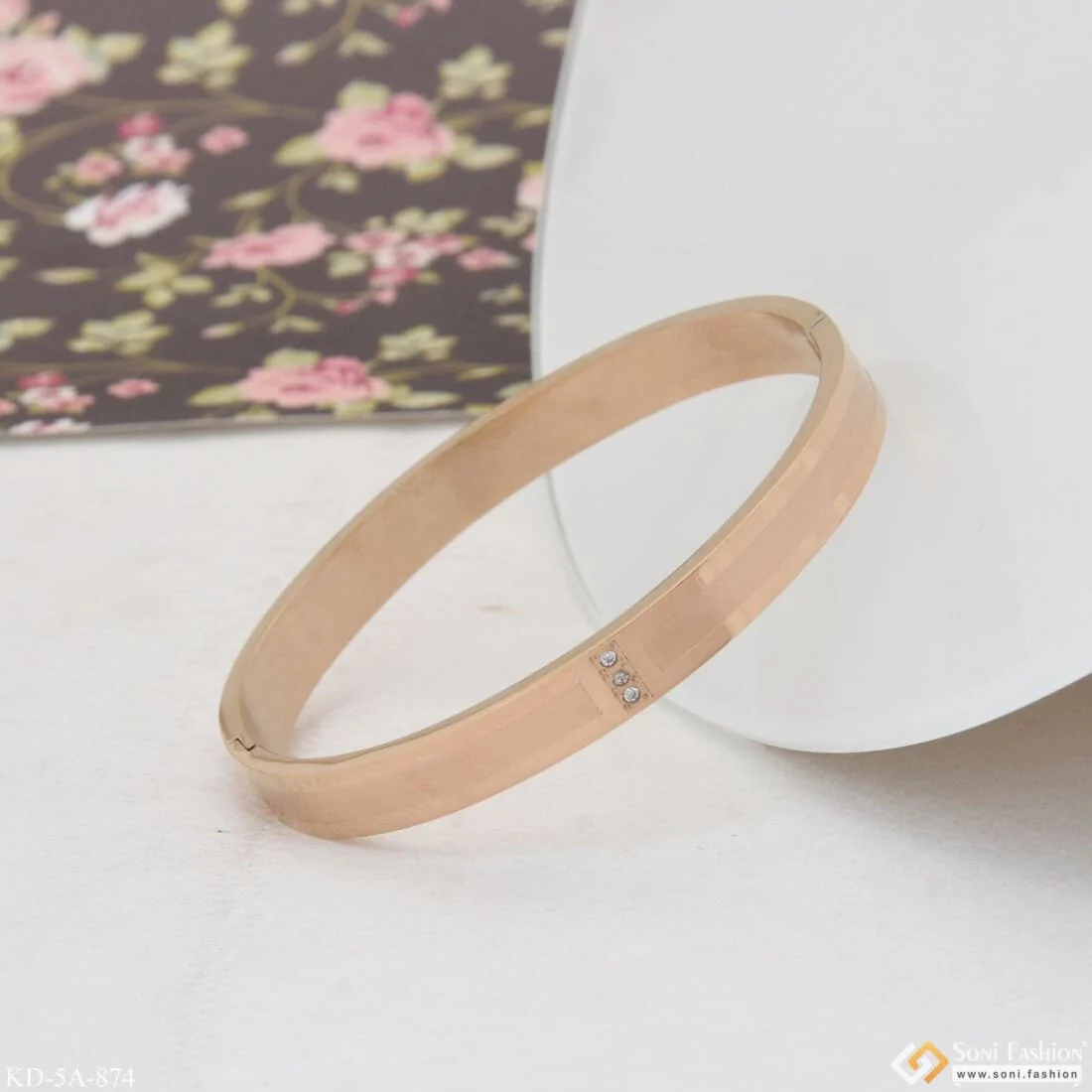 Fashion-Forward Design High-Quality Rose Gold Kada for Men - Style A874 - Image 5