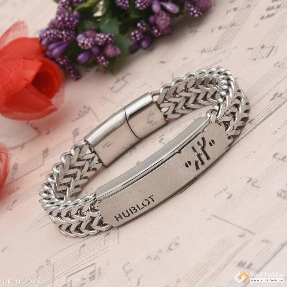 Fashion-Forward Design High-Quality Silver Color Bracelet for Men - Style C040 - Image 3