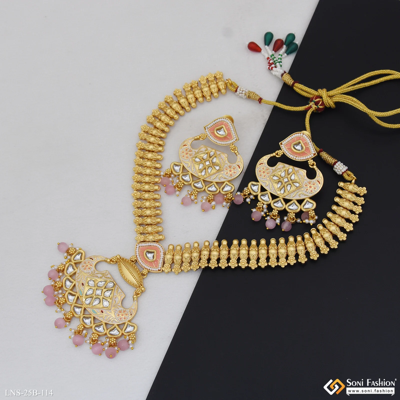 Fashion-Forward Gold Plated Antique Necklace Set for Women - Style B114 - Image 3