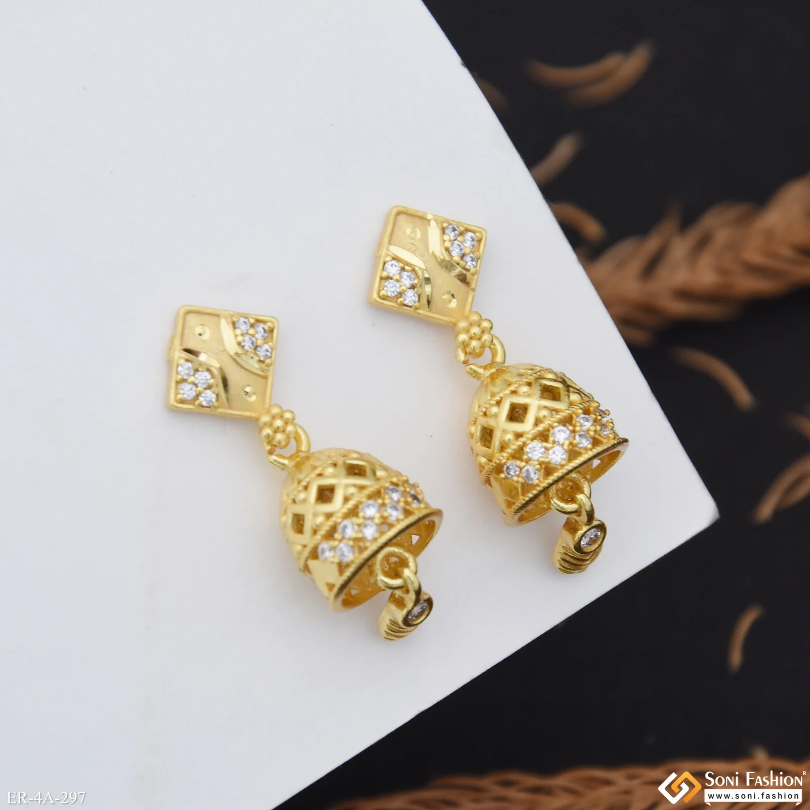 Fashion-Forward Gold Plated Earrings for Ladies - Style A297 - Image 4