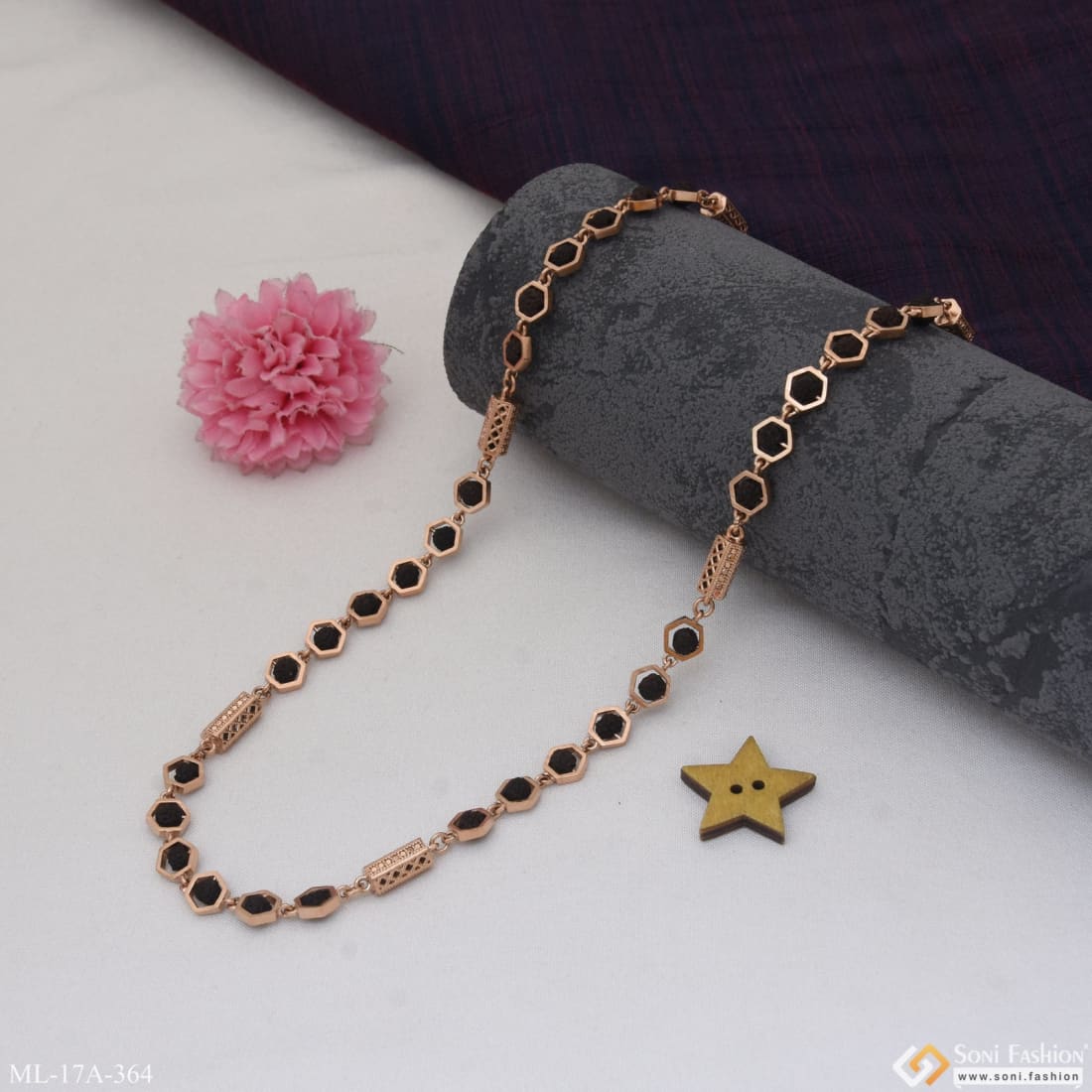 Fashionable Design Best Quality Rose Gold Color Rudraksha Mala For Men - Style A364 - Image 4