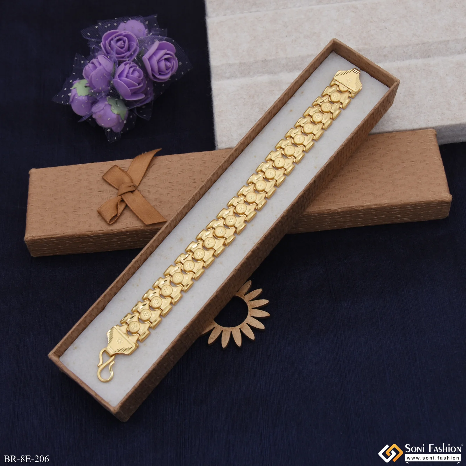 Fashionable Design Gold Plated Bahubali Bracelet for Men - Style E206 - Image 4