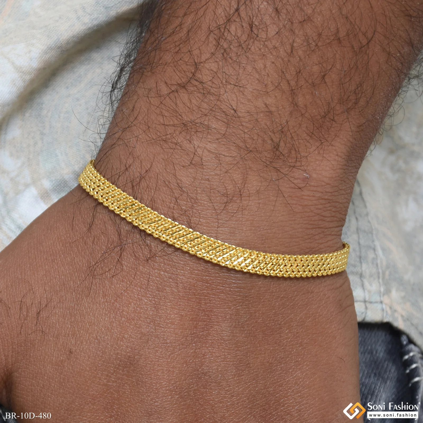 Fashionable Design Gold Plated Bracelet for Men - Style D480 - Image 2