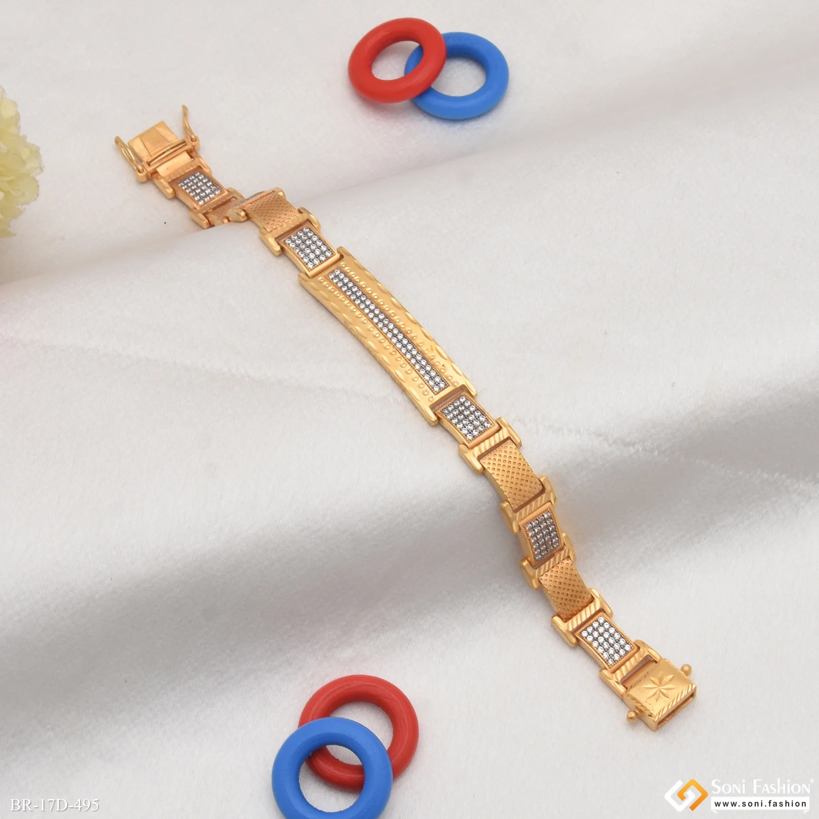 Fashionable Design Gold Plated Bracelet for Men - Style D495 - Image 3