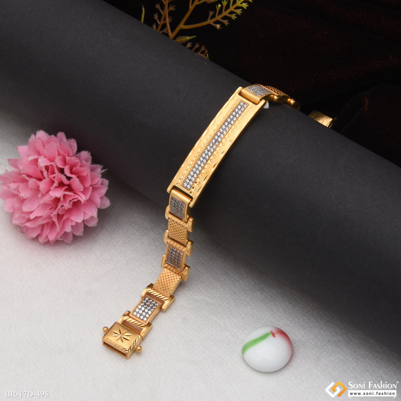 Fashionable Design Gold Plated Bracelet for Men - Style D495 - Image 4