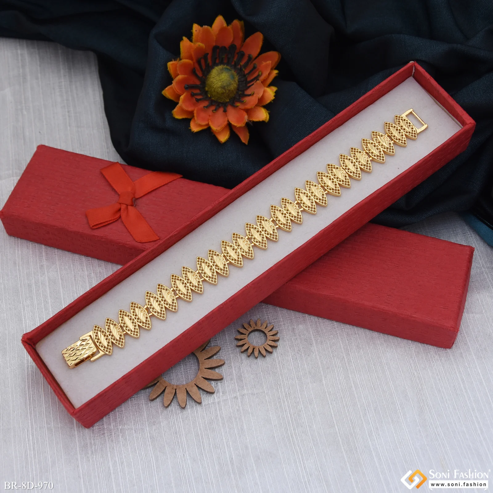 Fashionable Design Gold Plated Bracelet for Men - Style D970 - Image 2