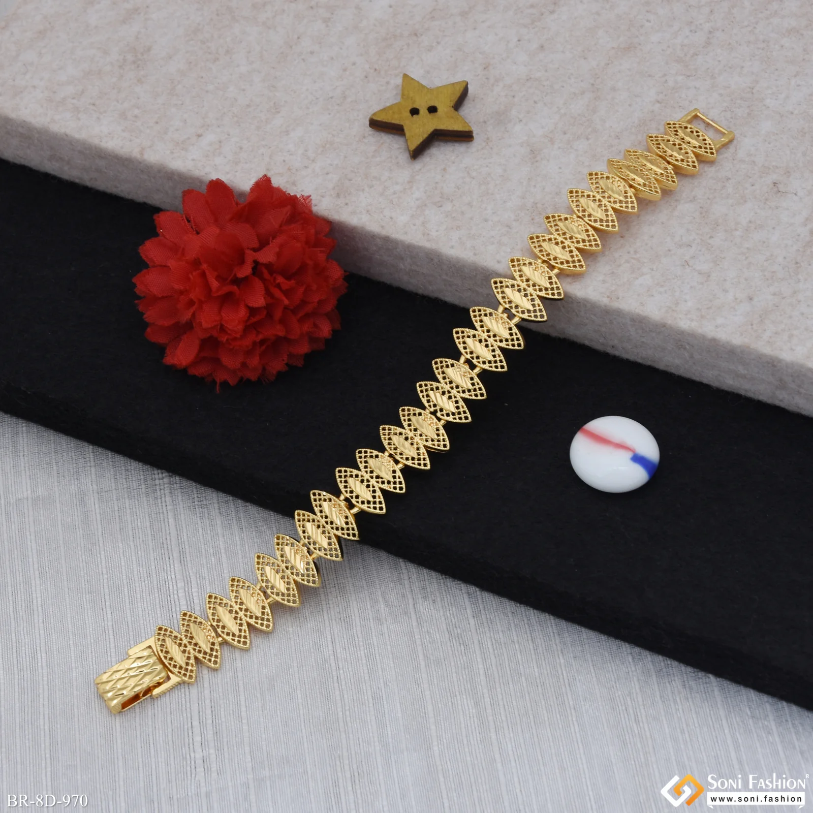 Fashionable Design Gold Plated Bracelet for Men - Style D970 - Image 3