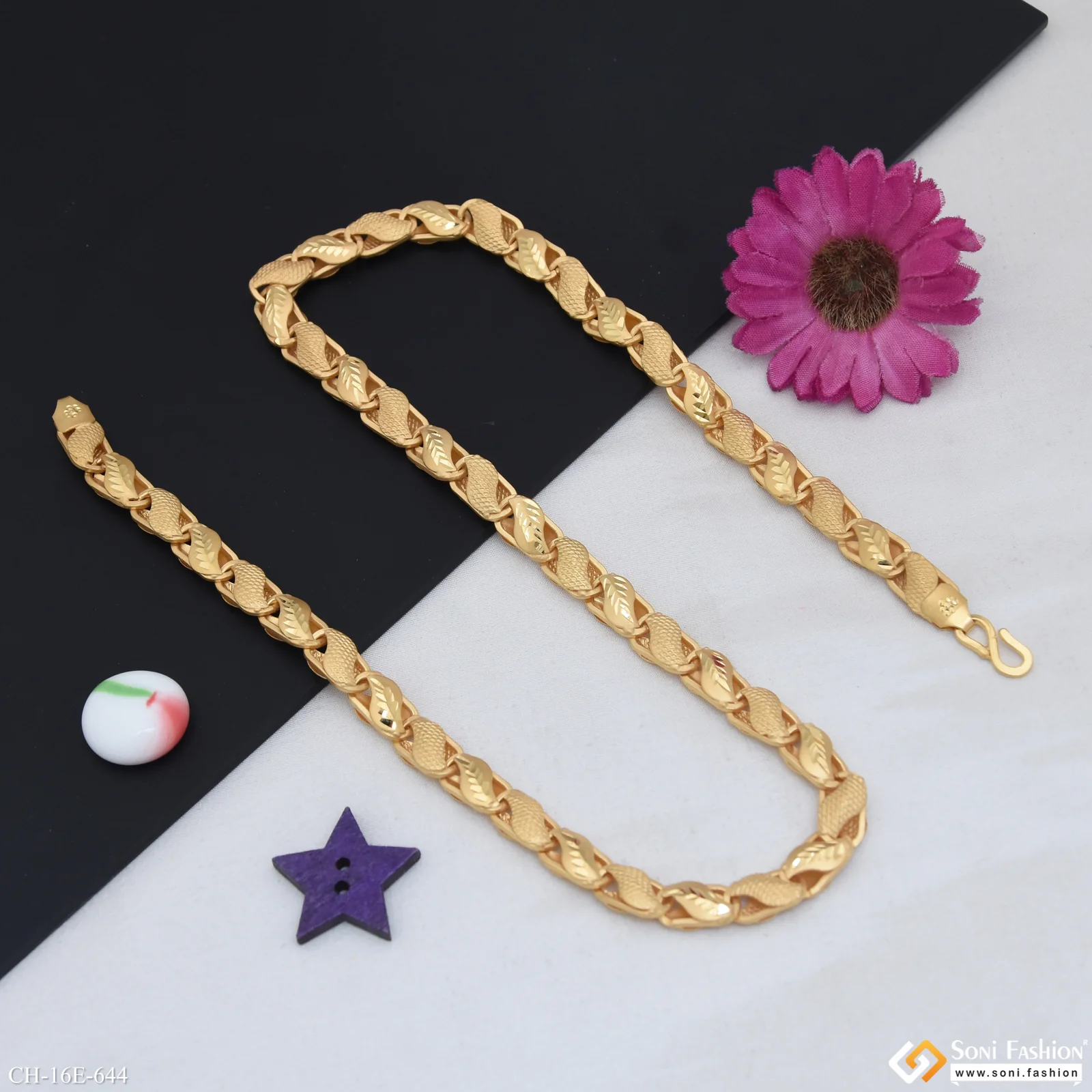Fashionable Design Gold Plated Kohli Chain for Men - Style E644 - Image 4
