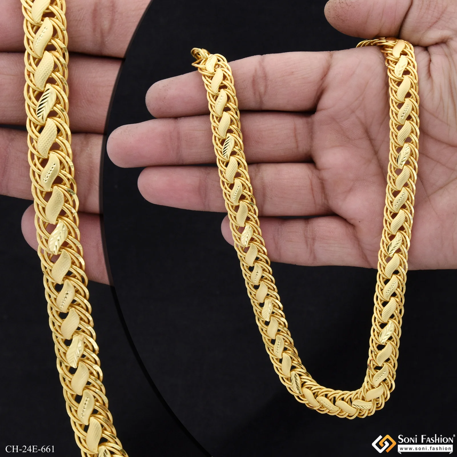 Fashionable Design Gold Plated Kohli Chain for Men - Style E661 - Image 2