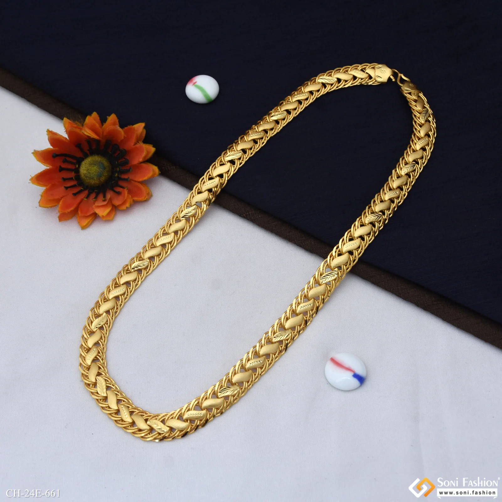 Fashionable Design Gold Plated Kohli Chain for Men - Style E661 - Image 3