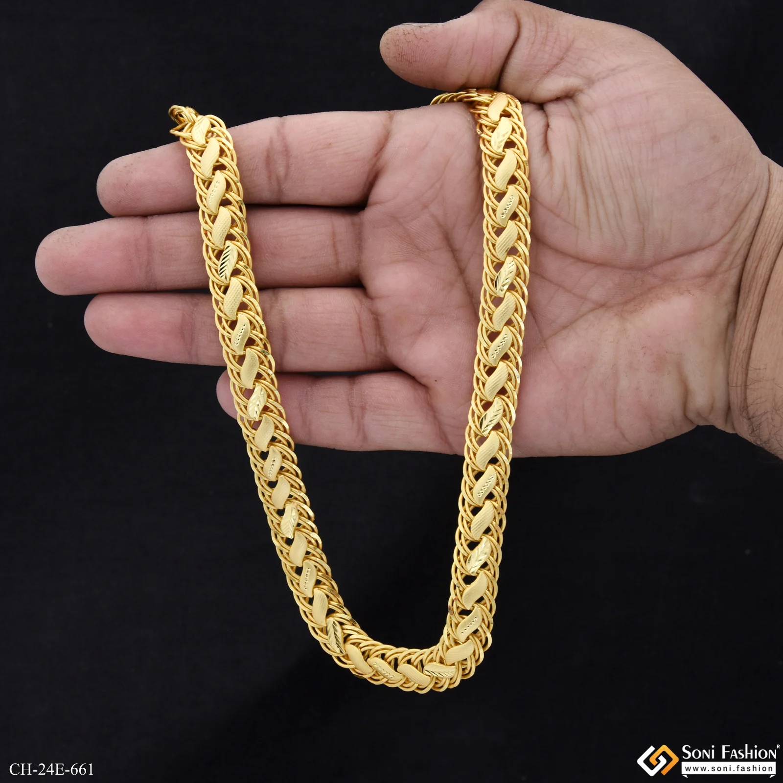 Fashionable Design Gold Plated Kohli Chain for Men - Style E661 - Image 4