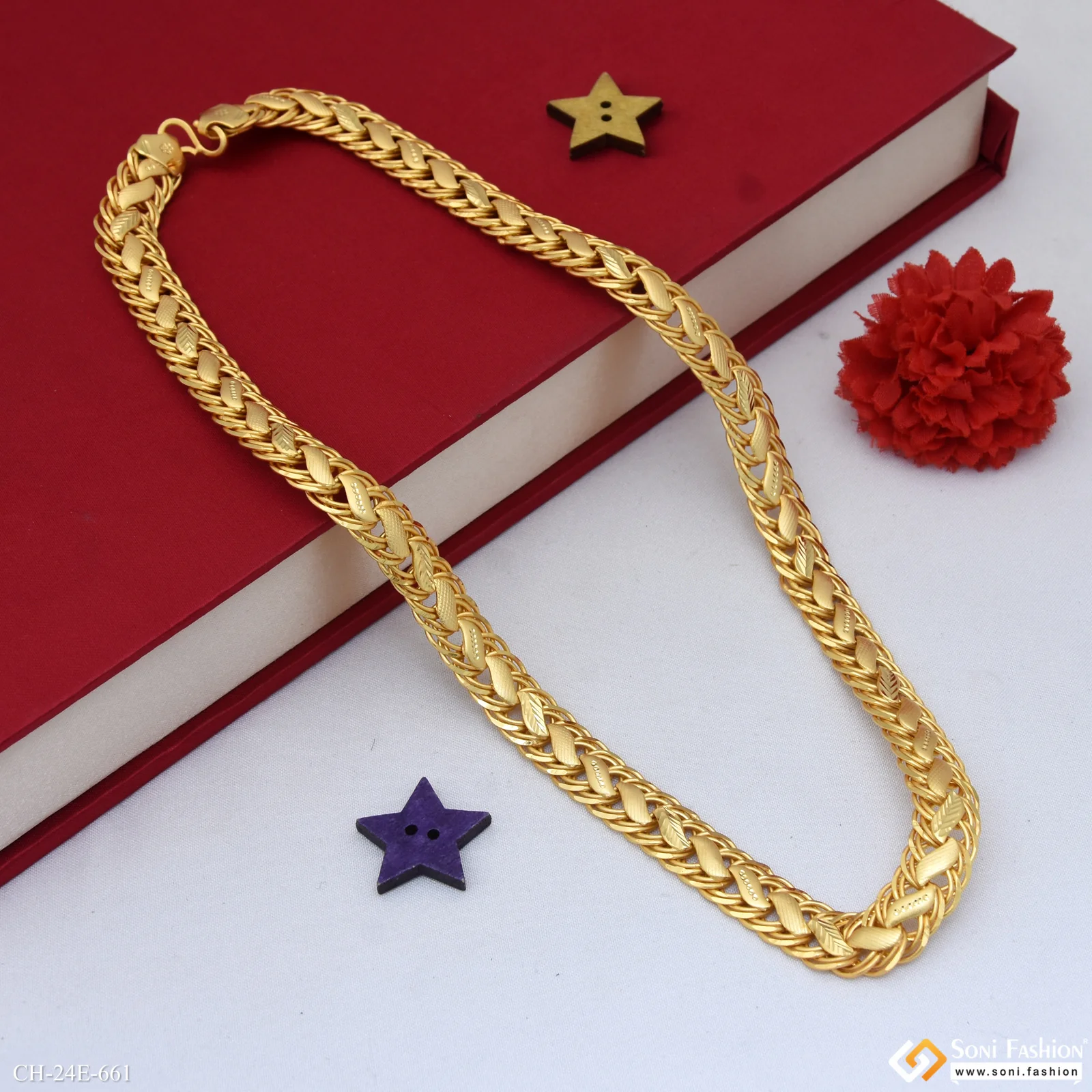 Fashionable Design Gold Plated Kohli Chain for Men - Style E661 - Image 5