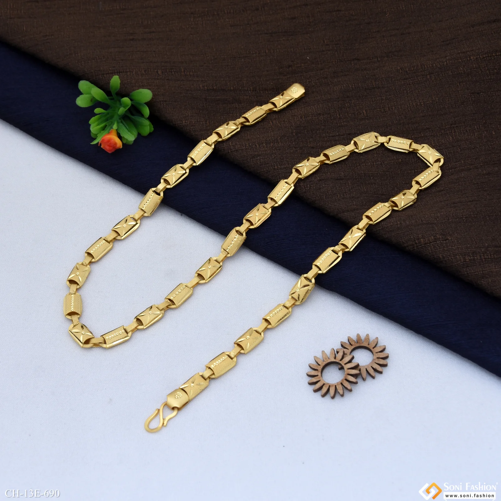 Fashionable Design Gold Plated Kohli Chain for Men - Style E690 - Image 4