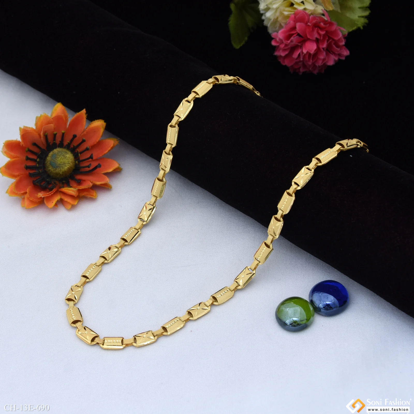 Fashionable Design Gold Plated Kohli Chain for Men - Style E690 - Image 6