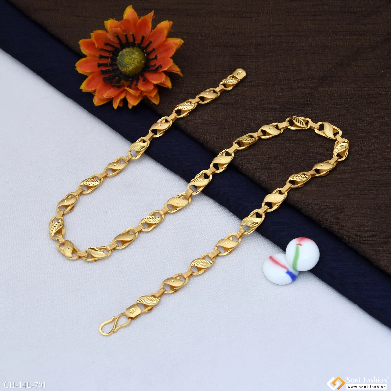 Fashionable Design Gold Plated Kohli Chain for Men - Style E701 - Image 5