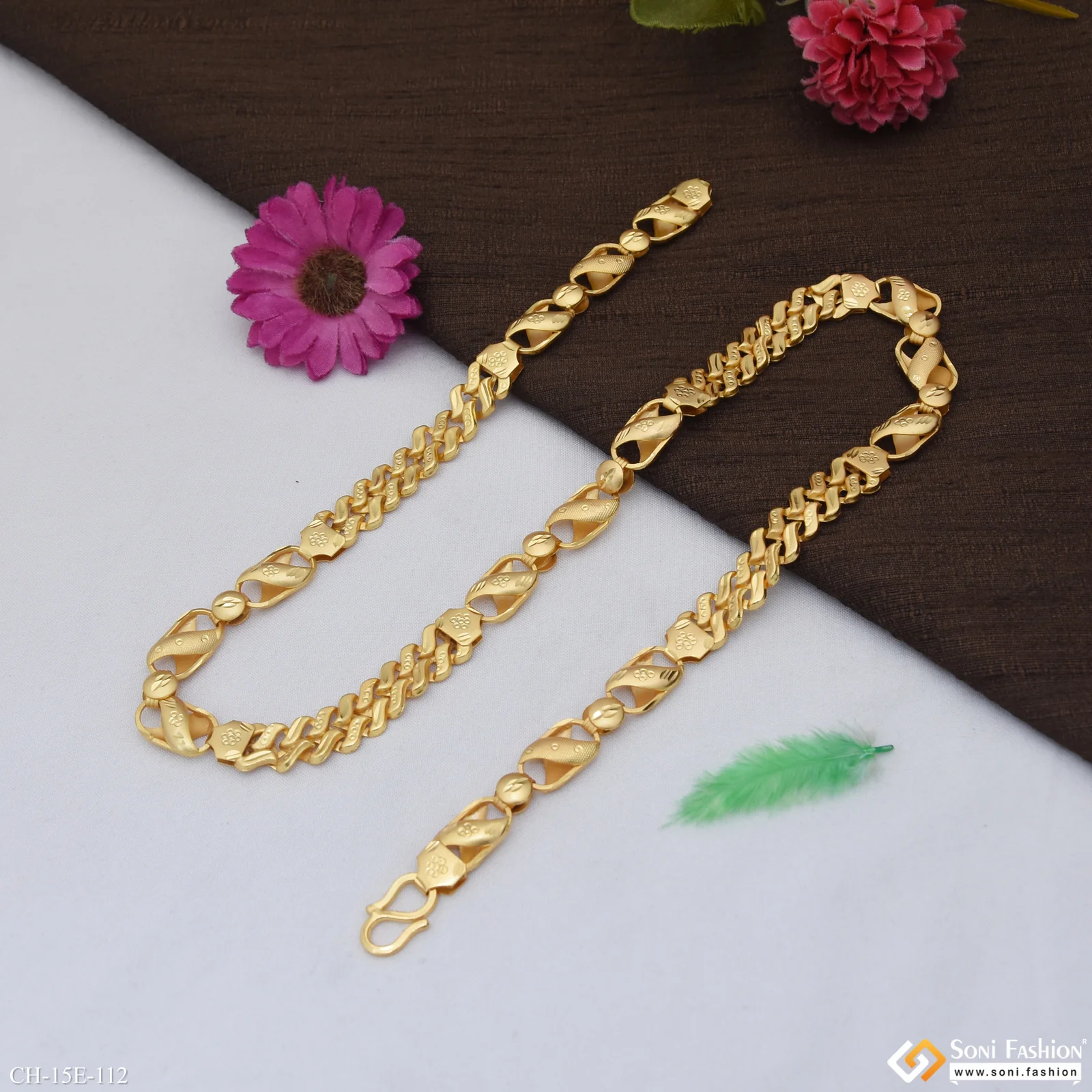 Fashionable Design Gold Plated Kohli Pokal Chain for Men - Style E112 - Image 5