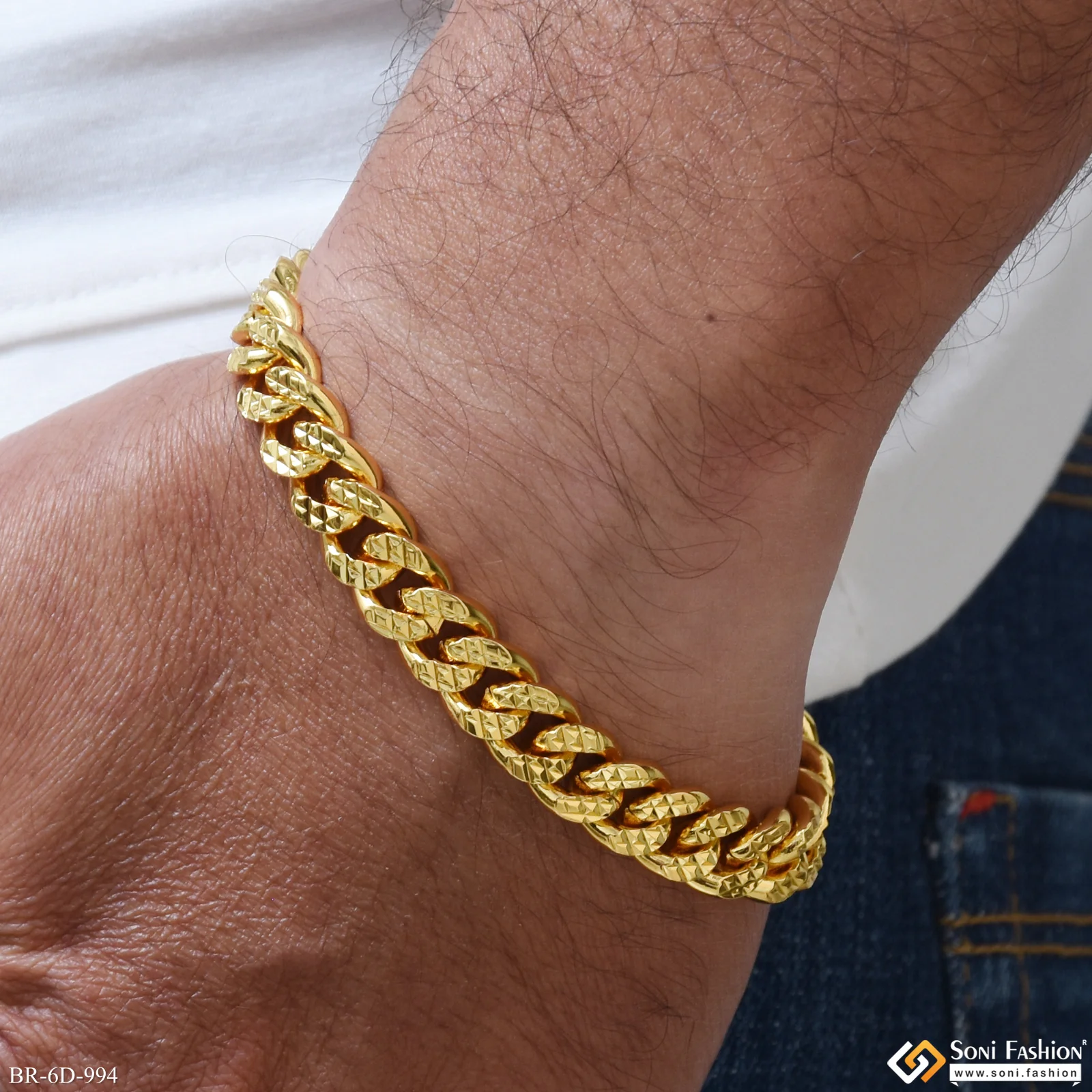 Fashionable Design Gold Plated Link Bracelet for Men - Style D994