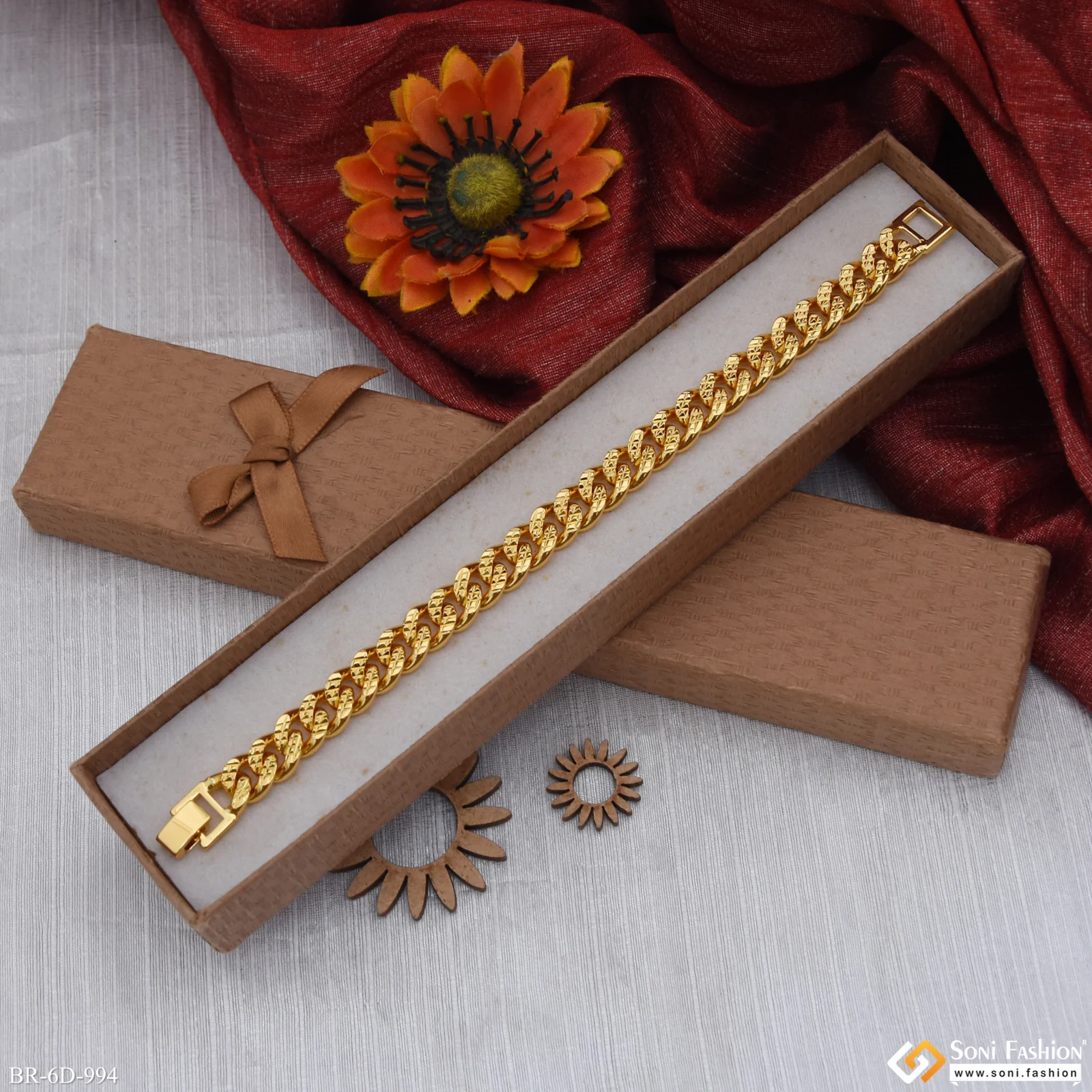 Fashionable Design Gold Plated Link Bracelet for Men - Style D994 - Image 2