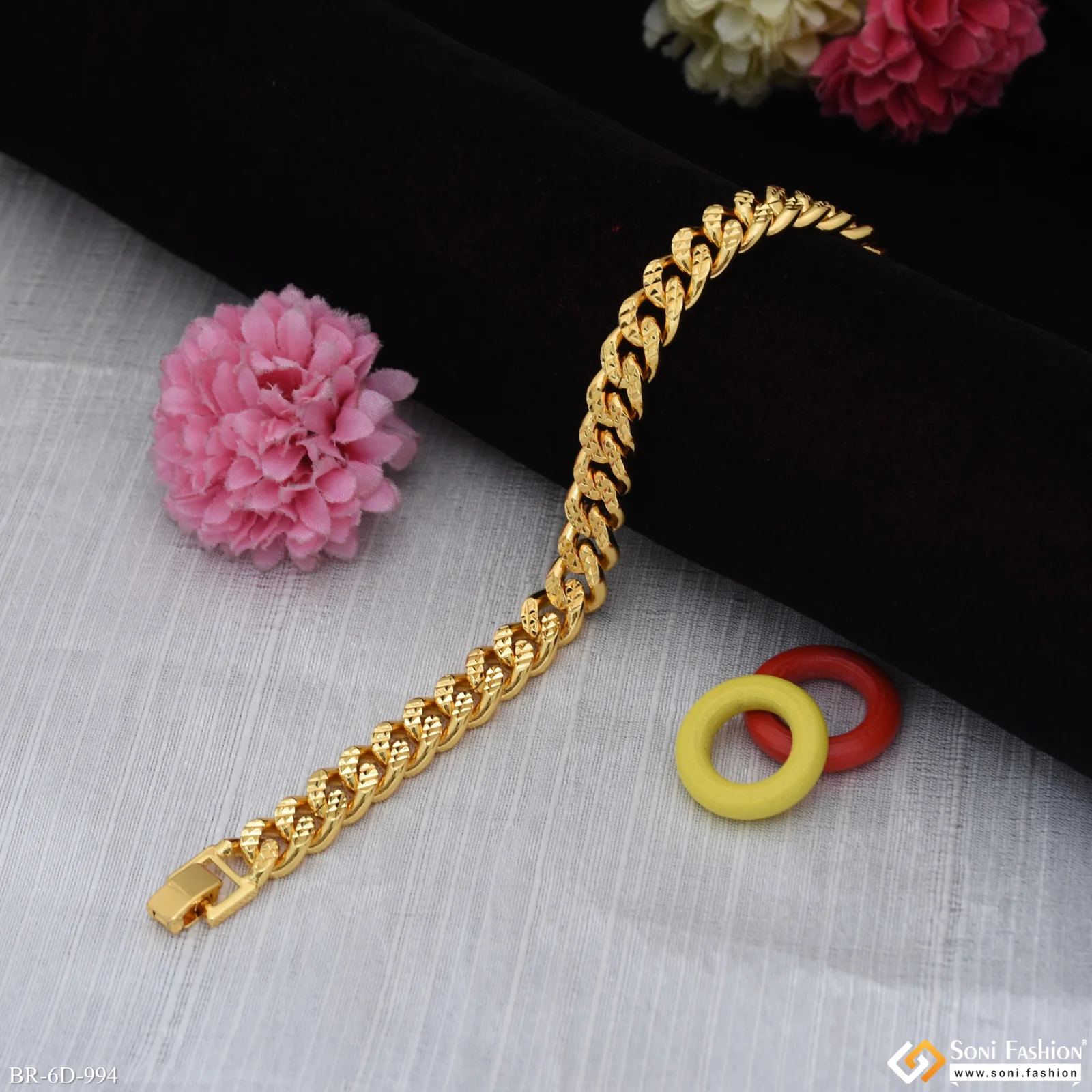Fashionable Design Gold Plated Link Bracelet for Men - Style D994 - Image 4
