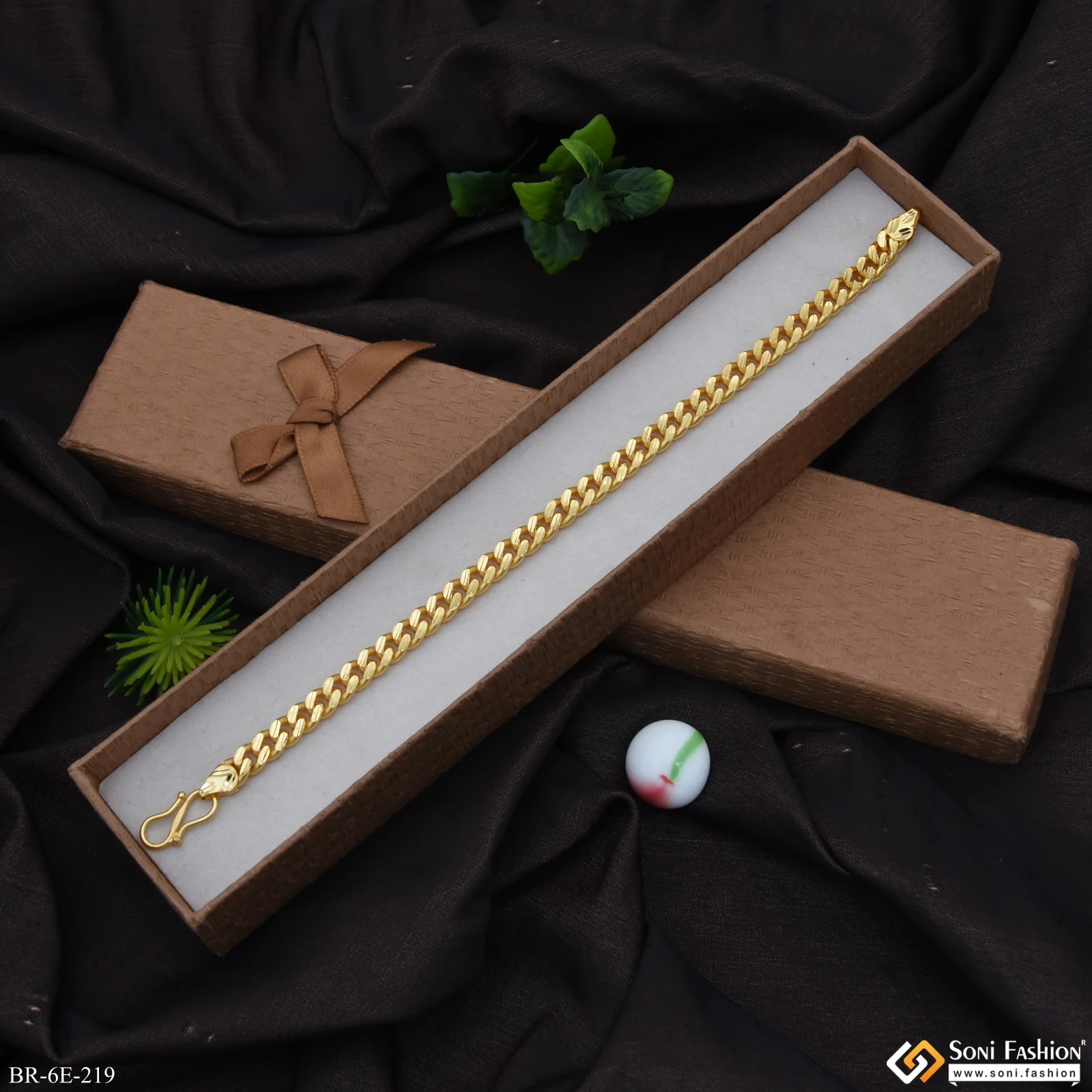 Fashionable Design Gold Plated Link Bracelet for Men - Style E219 - Image 2