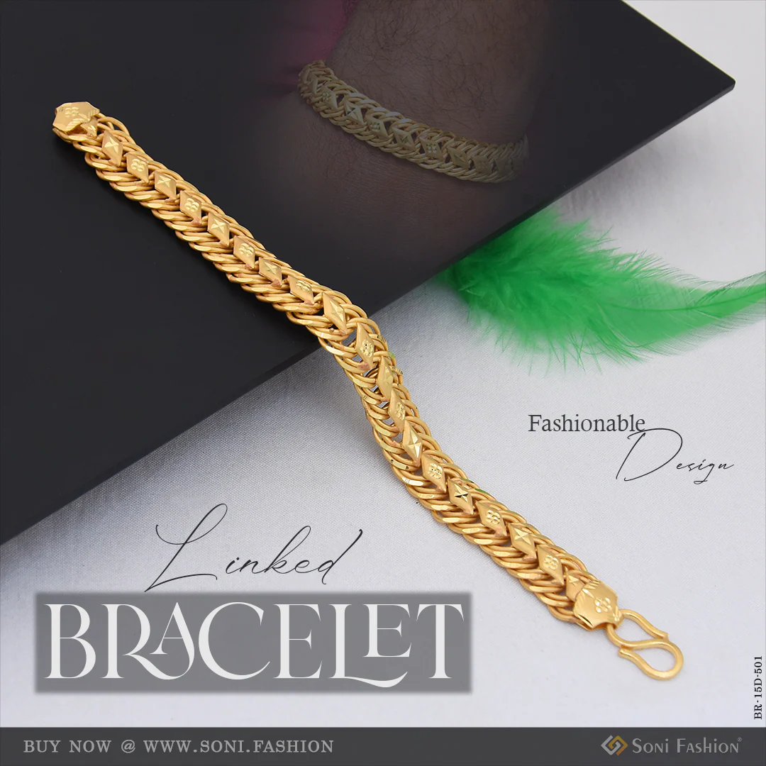 Fashionable Design Gold Plated Linked Bracelet for Men - Style D501