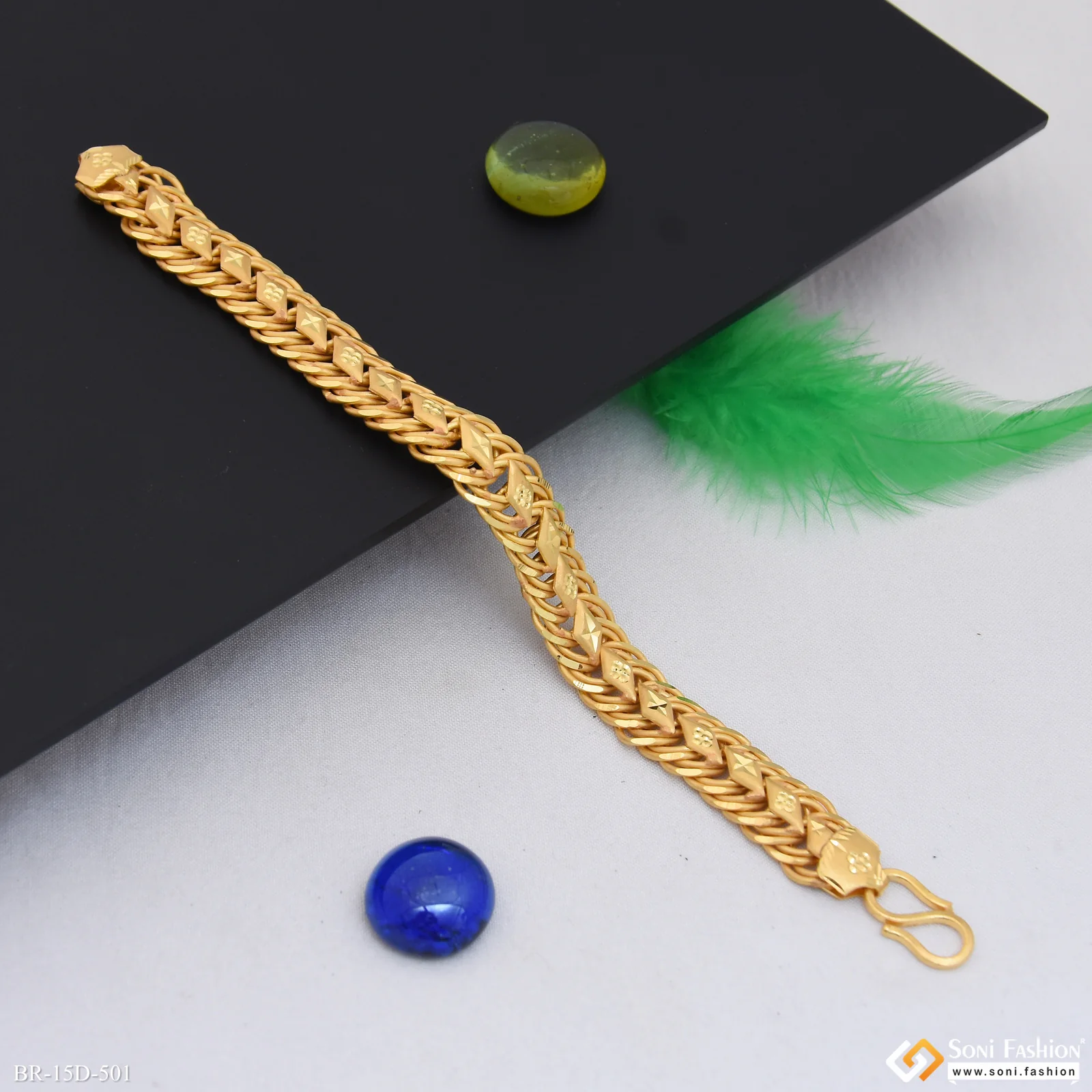 Fashionable Design Gold Plated Linked Bracelet for Men - Style D501 - Image 5