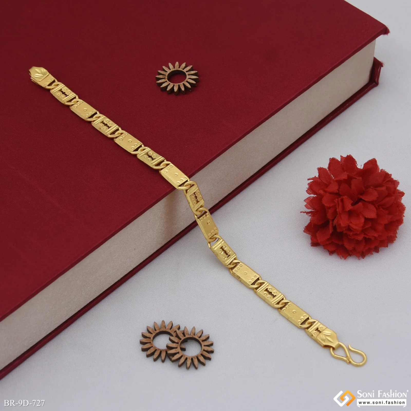 Fashionable Design Gold Plated Nawabi Bracelet for Men - Style D727 - Image 5