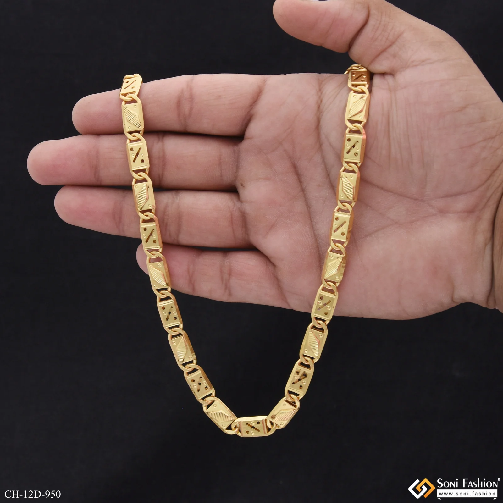 Fashionable Design Gold Plated Nawabi Chain for Men - Style D950 - Image 6