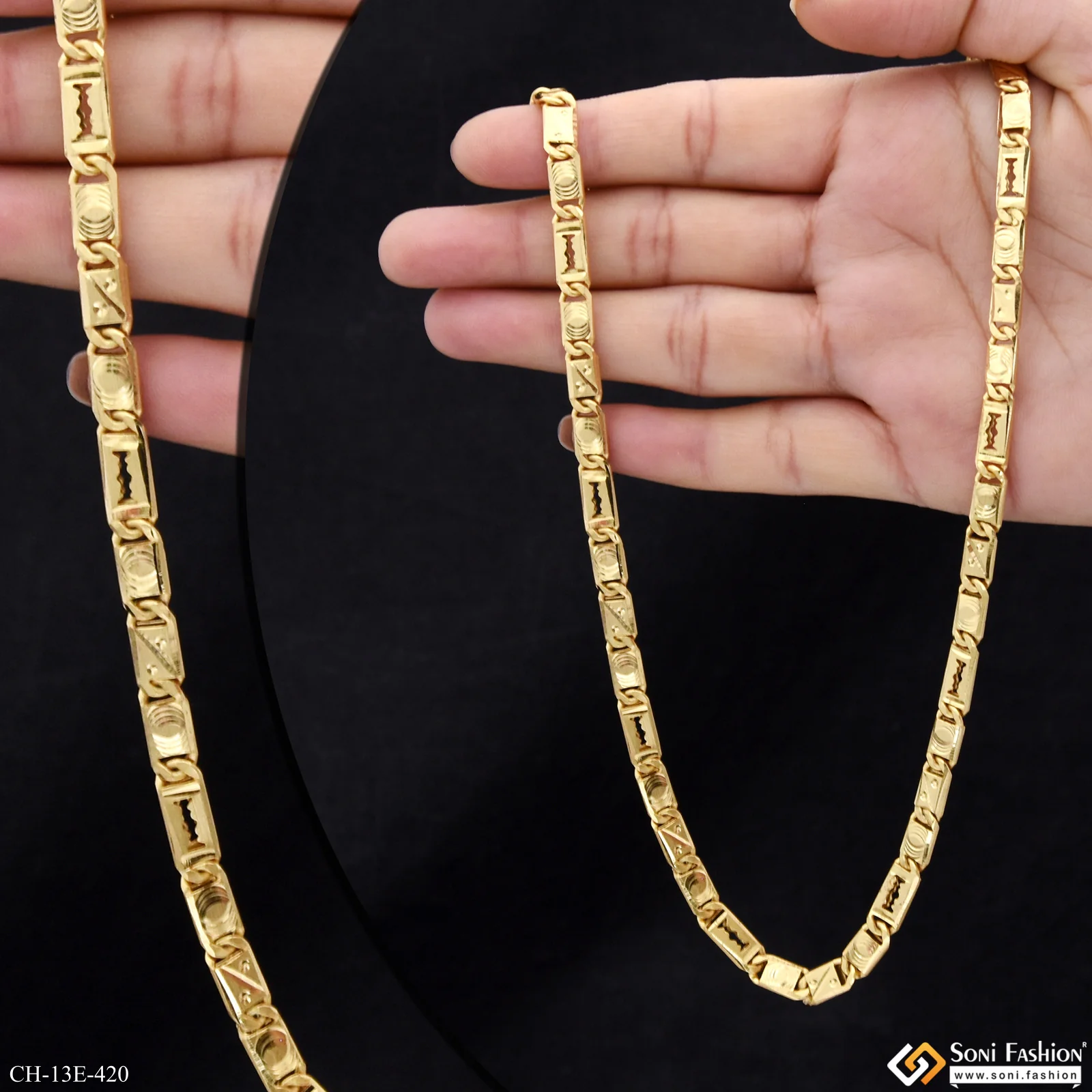 Fashionable Design Gold Plated Nawabi Chain for Men - Style E420 - Image 2
