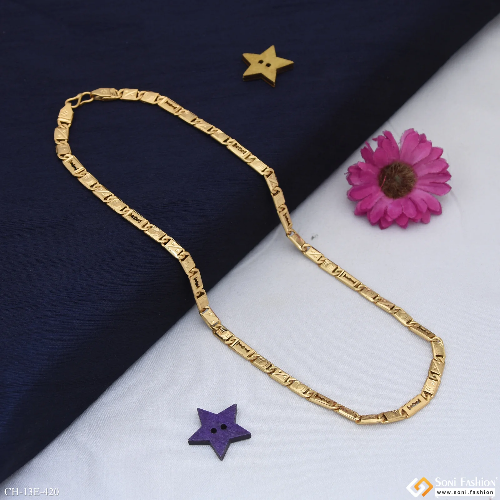 Fashionable Design Gold Plated Nawabi Chain for Men - Style E420 - Image 4