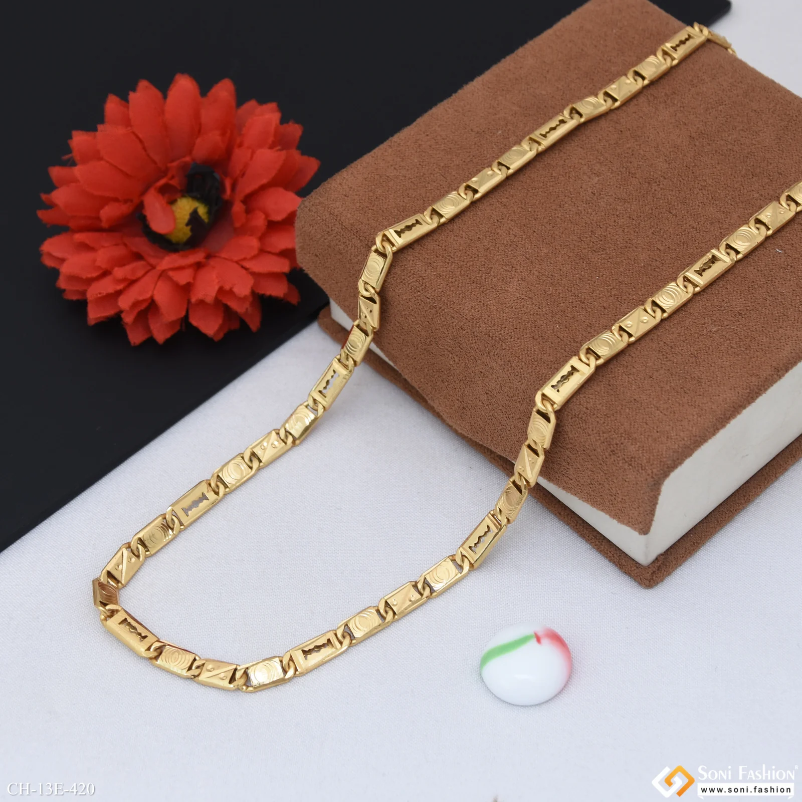 Fashionable Design Gold Plated Nawabi Chain for Men - Style E420 - Image 5