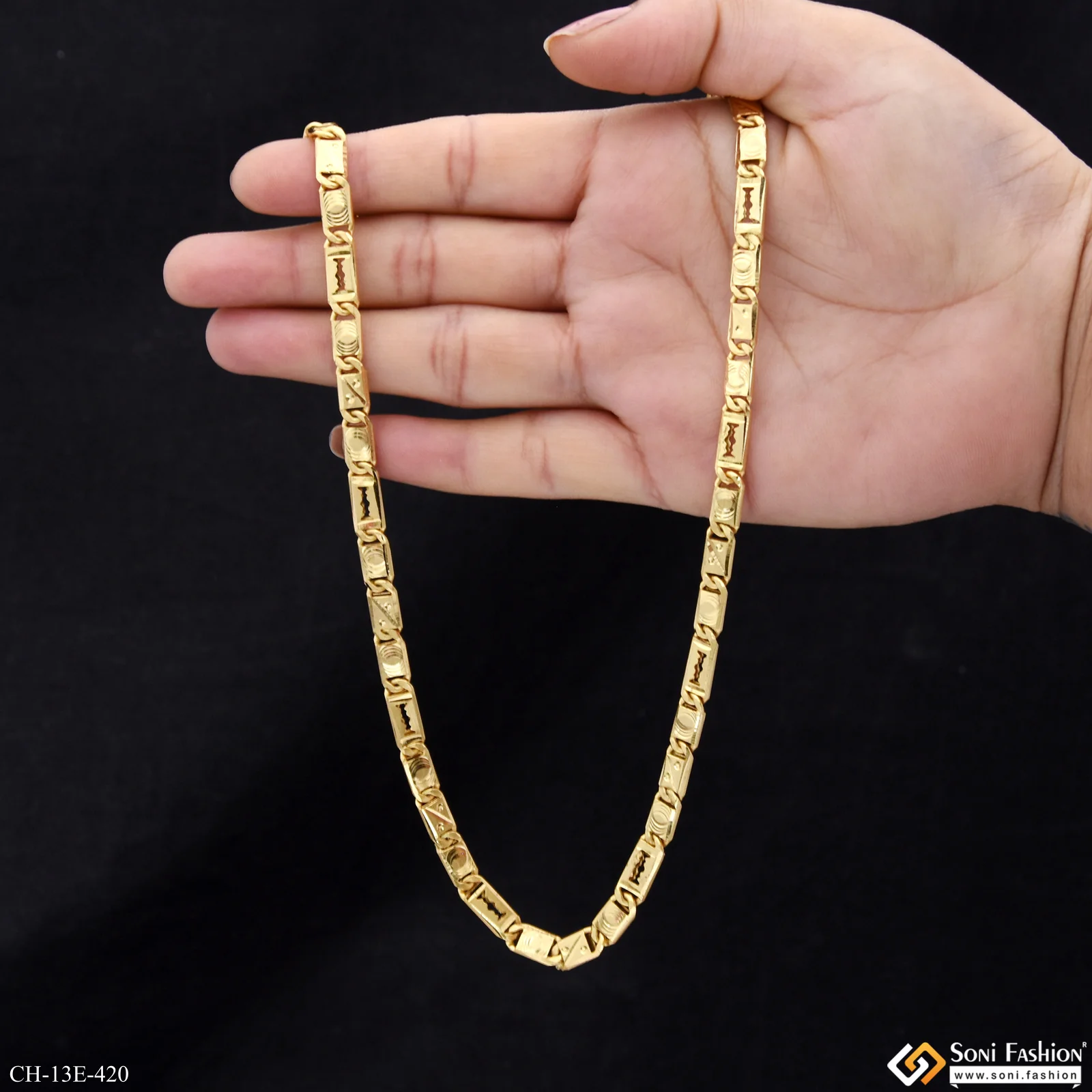 Fashionable Design Gold Plated Nawabi Chain for Men - Style E420 - Image 6
