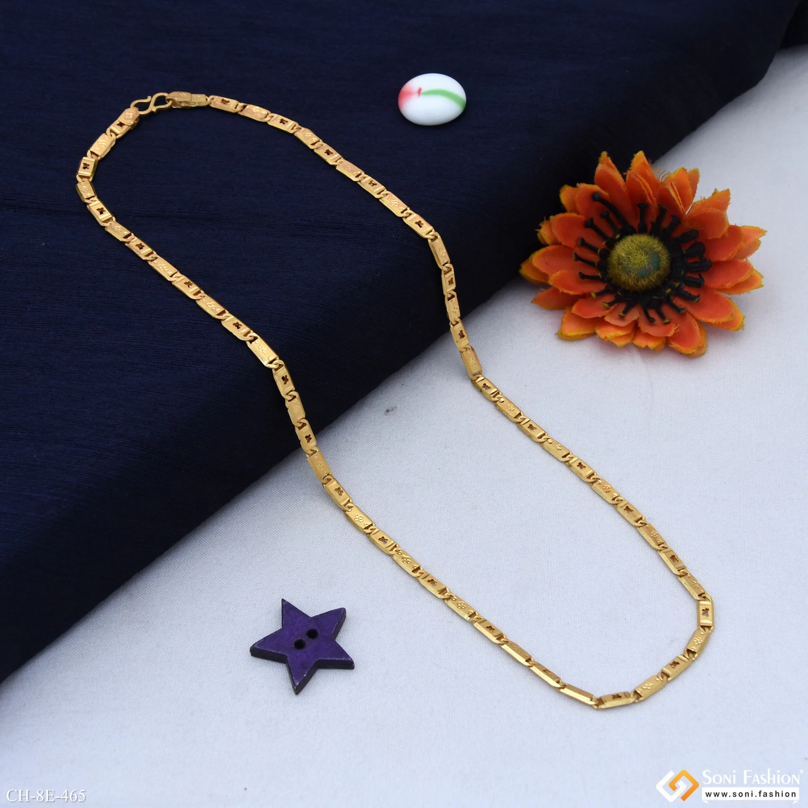 Fashionable Design Gold Plated Nawabi Chain for Men - Style E465 - Image 4