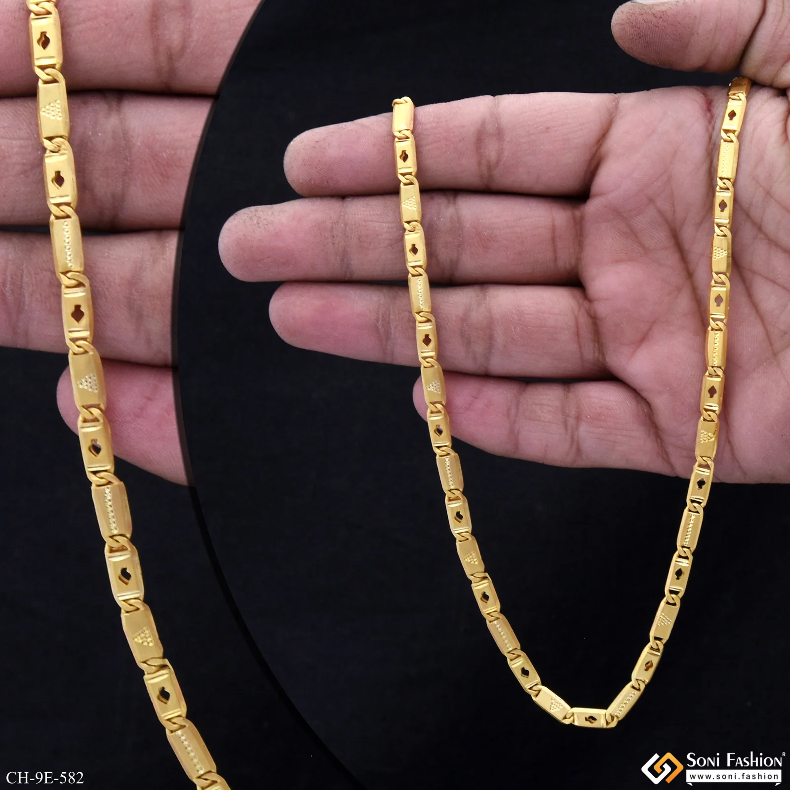 Fashionable Design Gold Plated Nawabi Chain for Men - Style E582 - Image 2