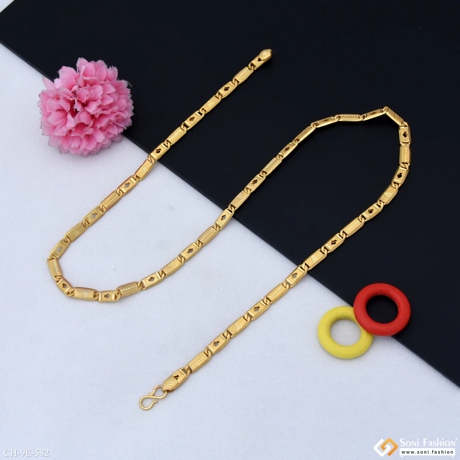 Fashionable Design Gold Plated Nawabi Chain for Men - Style E582 - Image 3