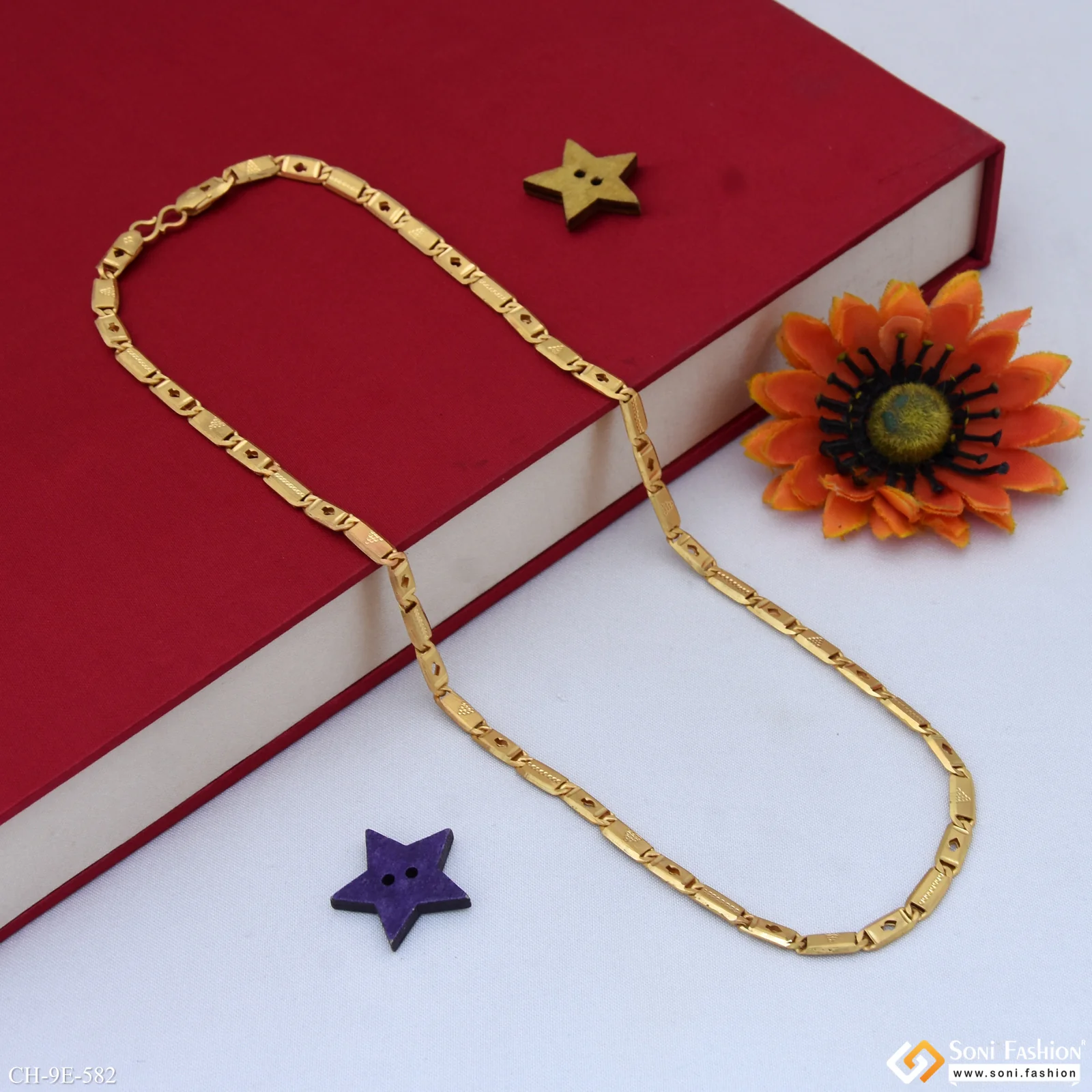 Fashionable Design Gold Plated Nawabi Chain for Men - Style E582 - Image 6