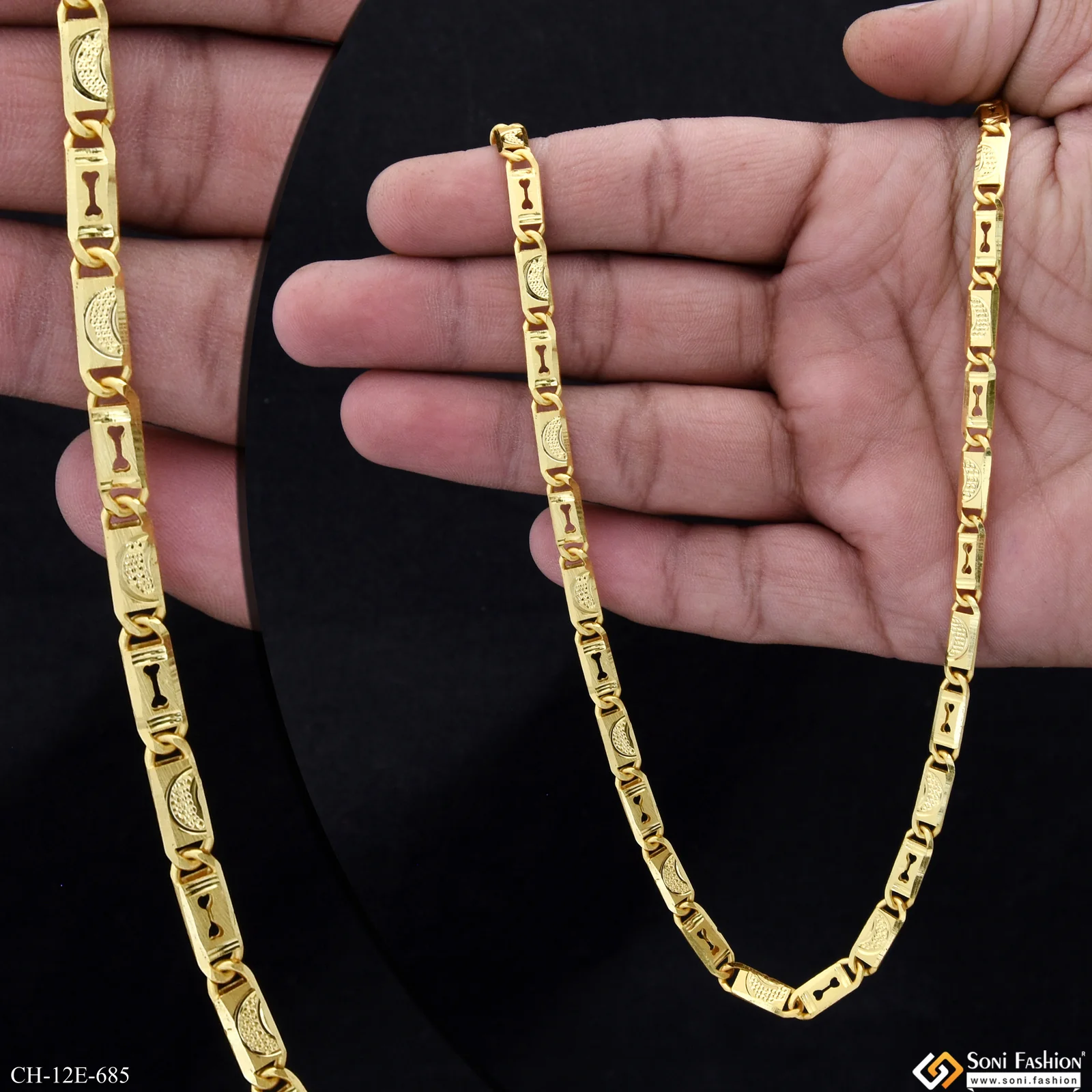 Fashionable Design Gold Plated Nawabi Chain for Men - Style E685 - Image 2