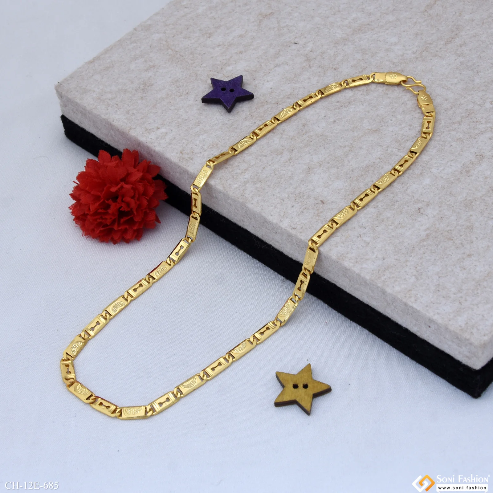 Fashionable Design Gold Plated Nawabi Chain for Men - Style E685 - Image 6