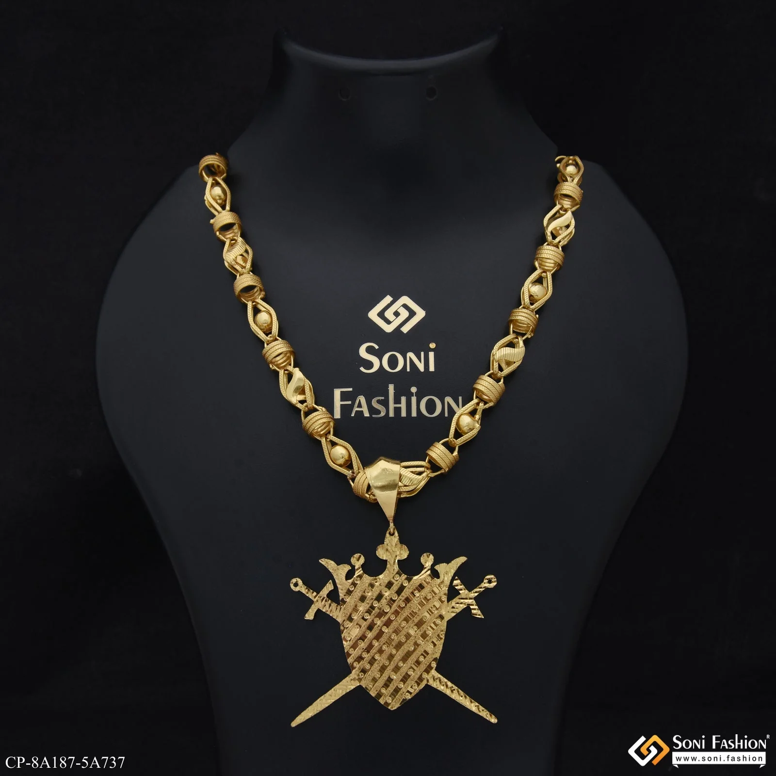 Fashionable Design Gold Plated Pendant With Chain for Men (CP-A187-A737)