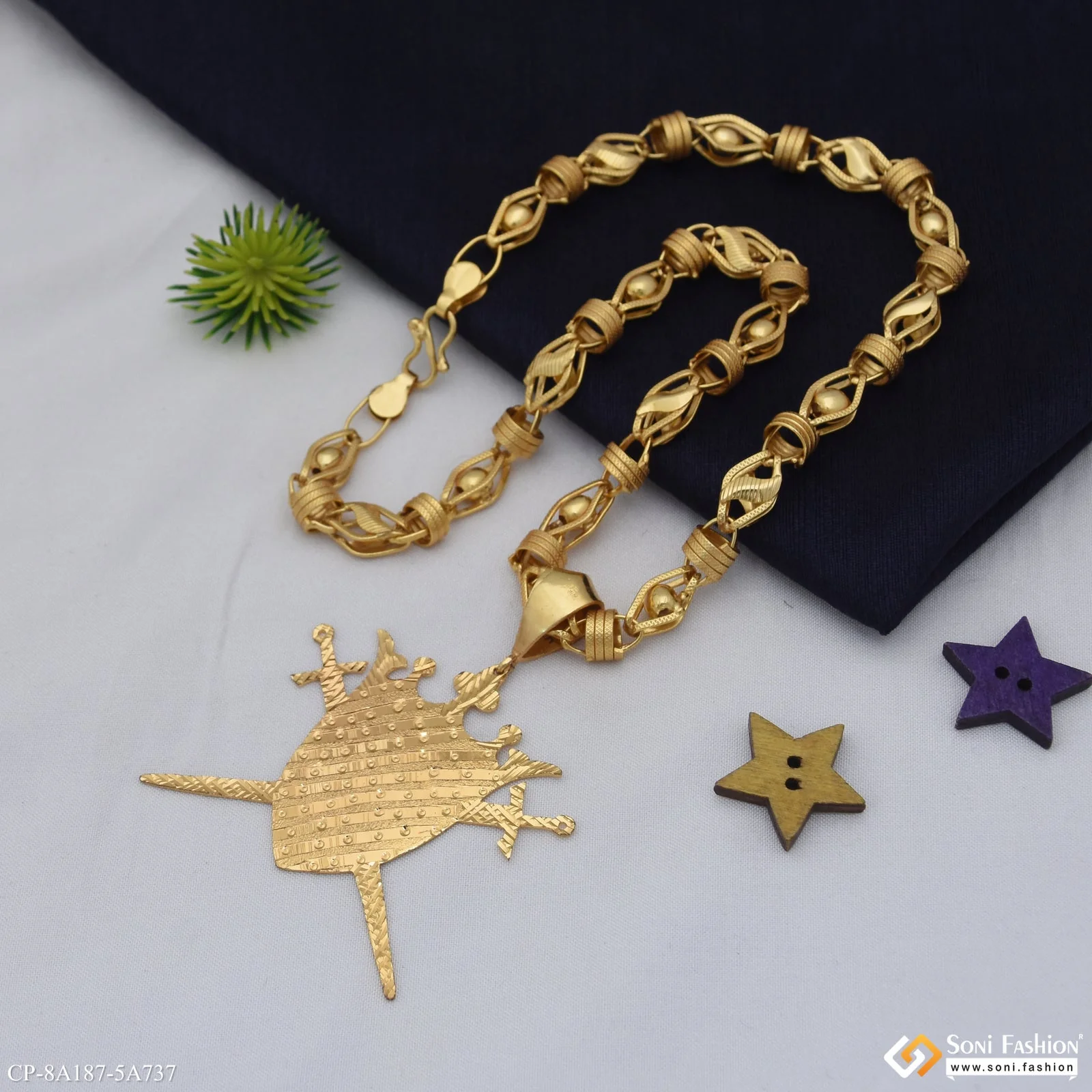 Fashionable Design Gold Plated Pendant With Chain for Men (CP-A187-A737) - Image 2