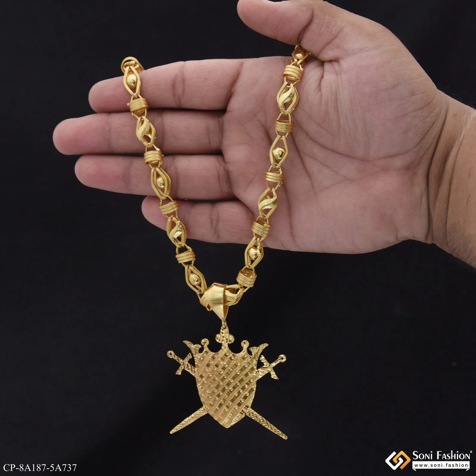 Fashionable Design Gold Plated Pendant With Chain for Men (CP-A187-A737) - Image 3
