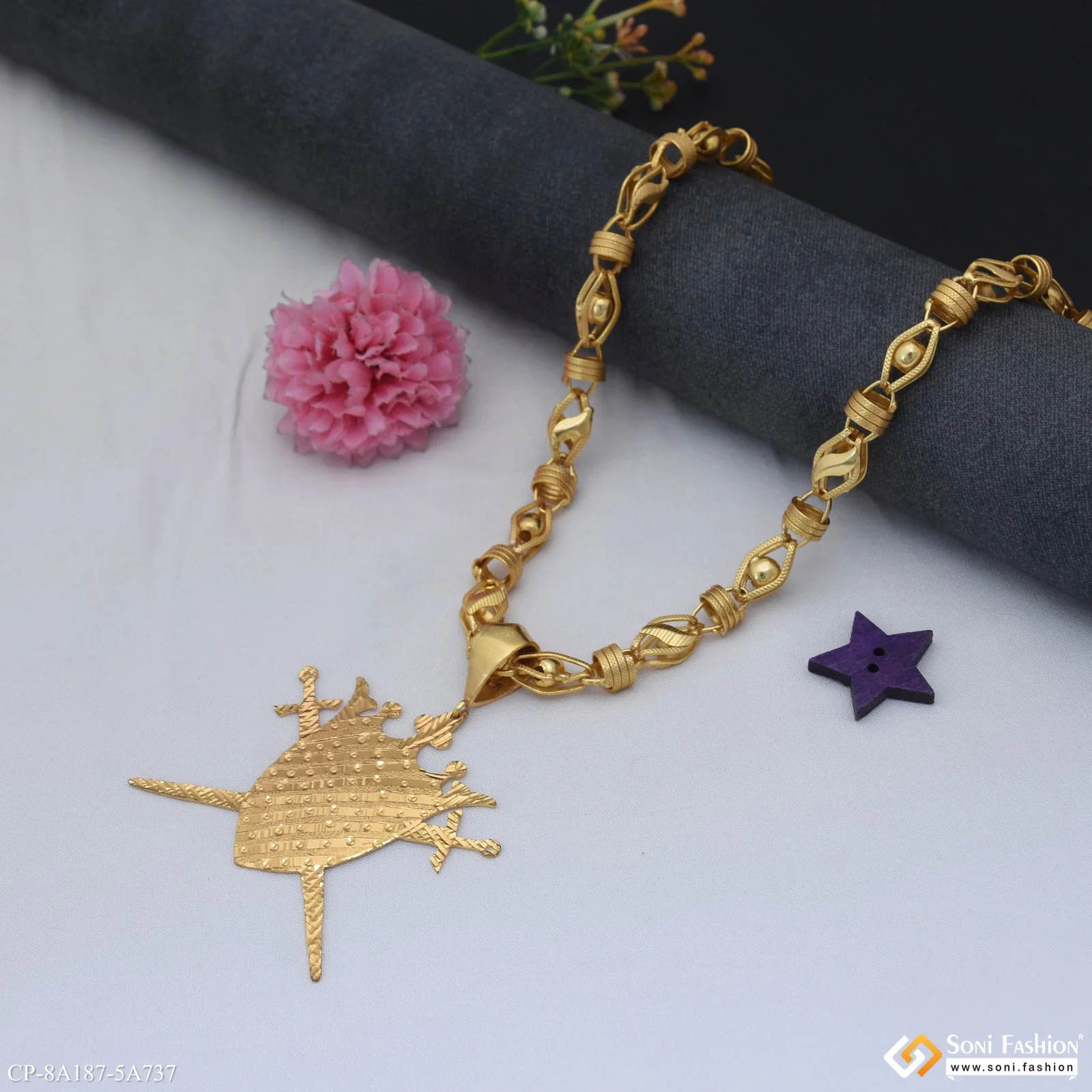 Fashionable Design Gold Plated Pendant With Chain for Men (CP-A187-A737) - Image 4
