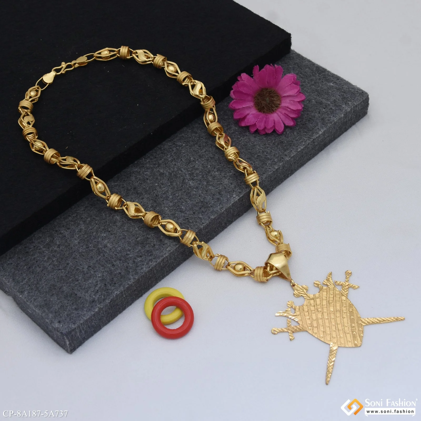 Fashionable Design Gold Plated Pendant With Chain for Men (CP-A187-A737) - Image 5
