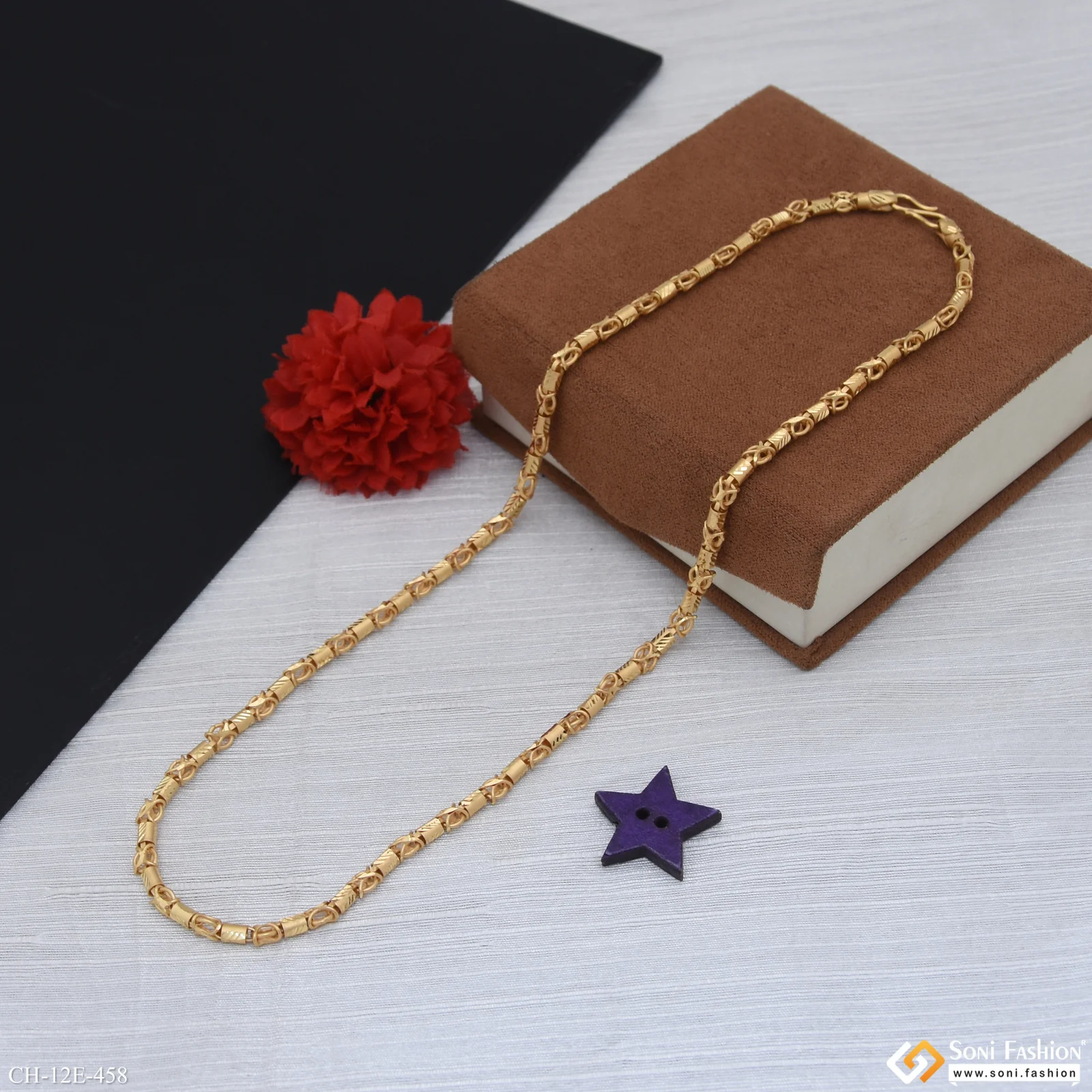 Fashionable Design Gold Plated Pipe Chain for Men - Style E458 - Image 3