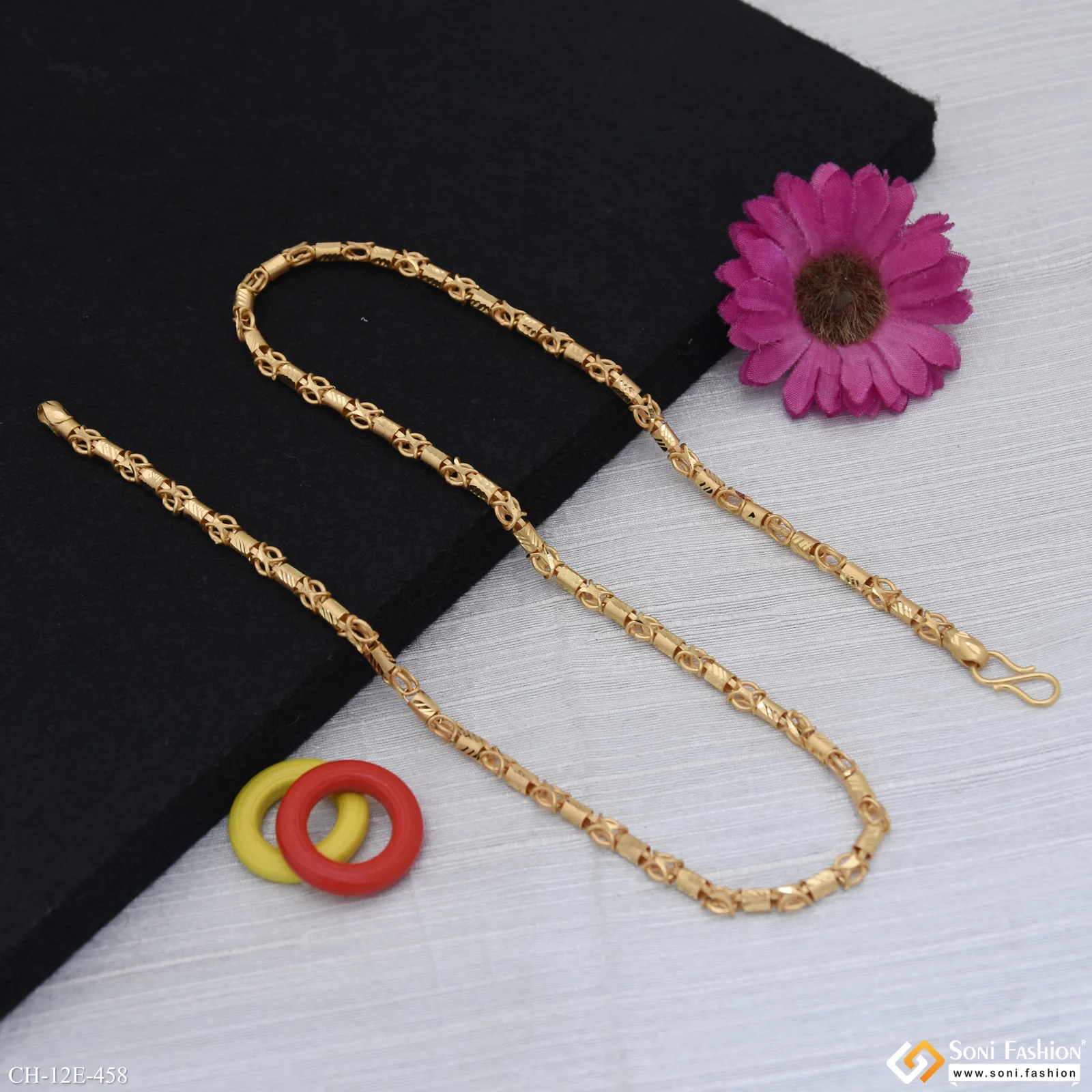 Fashionable Design Gold Plated Pipe Chain for Men - Style E458 - Image 4