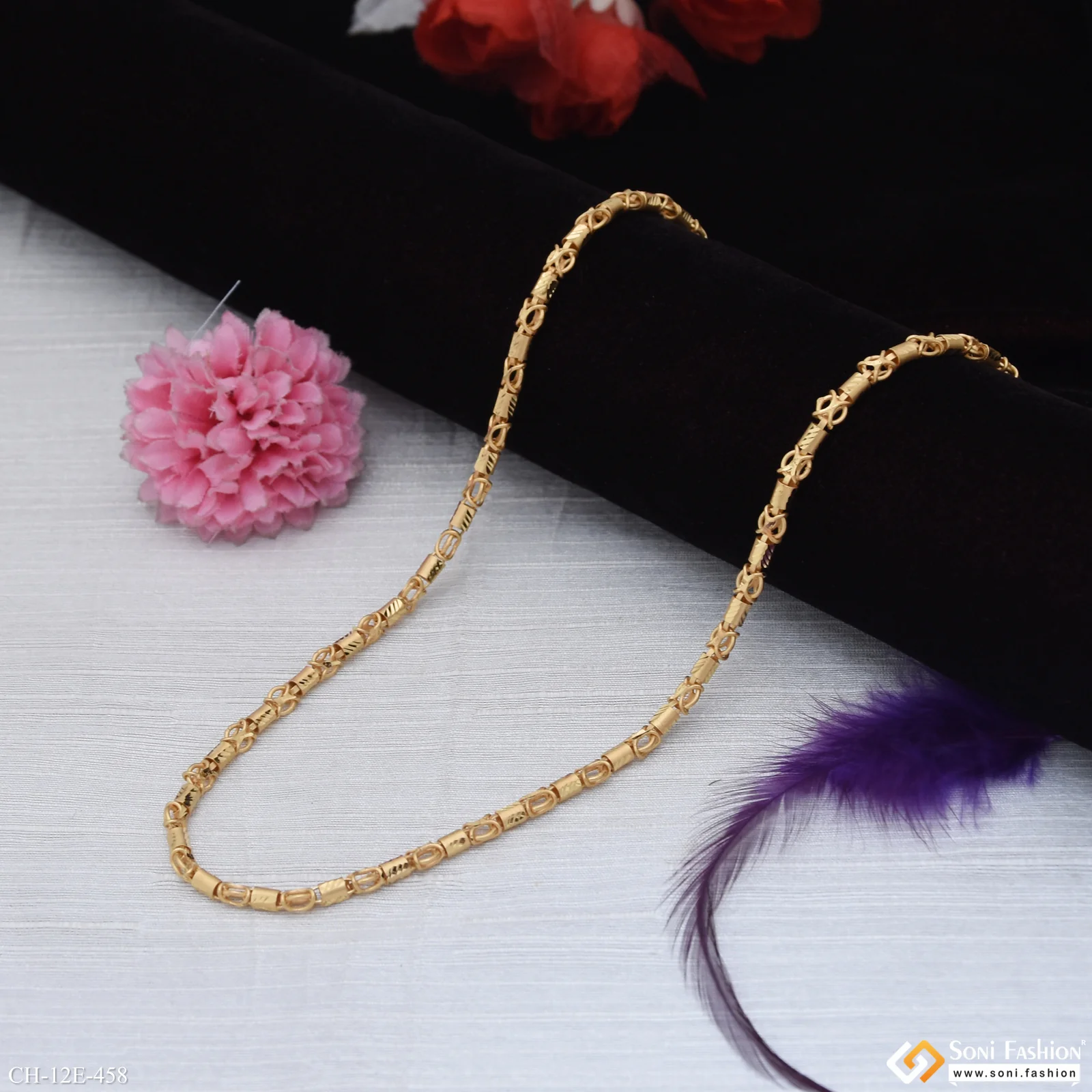 Fashionable Design Gold Plated Pipe Chain for Men - Style E458 - Image 5