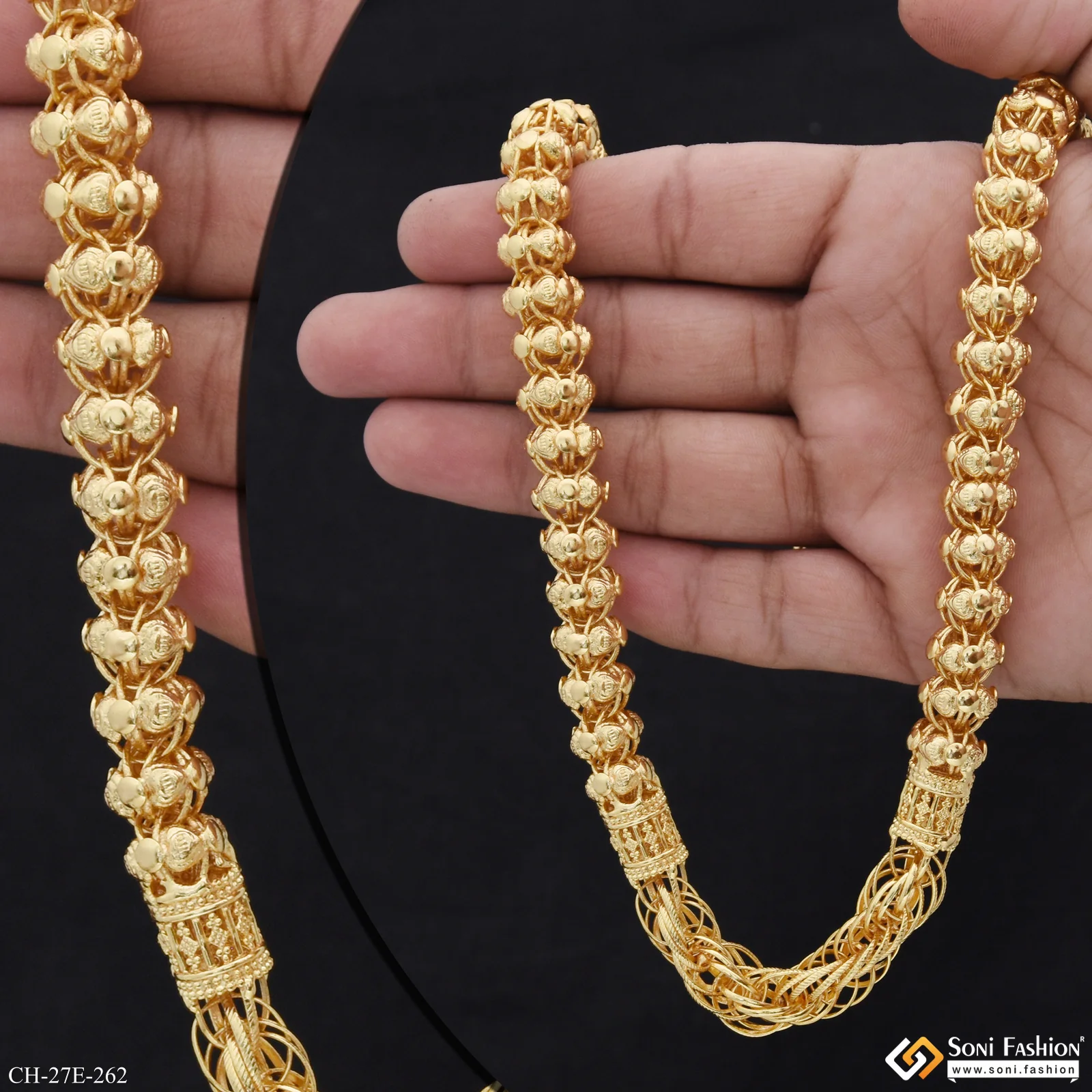 Fashionable Design Gold Plated Rajwadi Chain for Men - Style E262 - Image 3